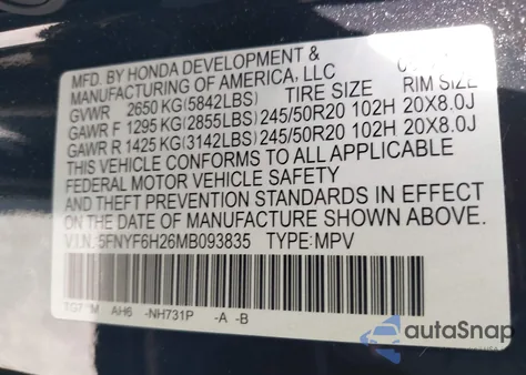 2021 Honda Pilot Awd Special Edition from USA, damaged, VIN 5FNYF6H26MB093835